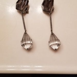 Prada silver, grey and smoke crystal earrings